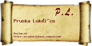Pruska Lukács névjegykártya